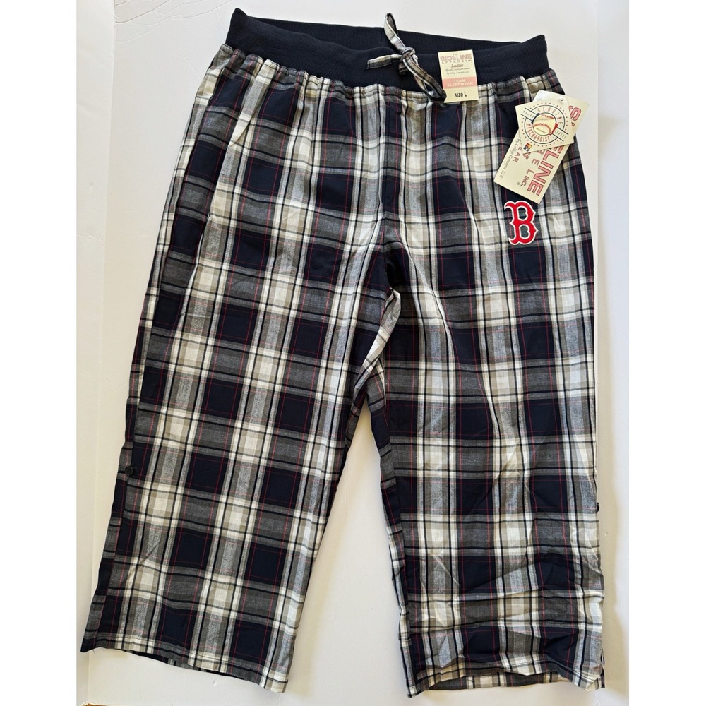 Sideline Apparel Boston Red Sox Women's Plaid Pajama Pants Size L MLB